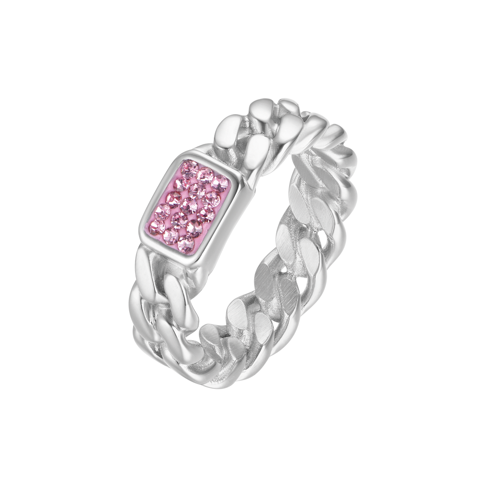 ANELLO DONNA IN ACCIAIO CON CRISTALLI FUCSIA