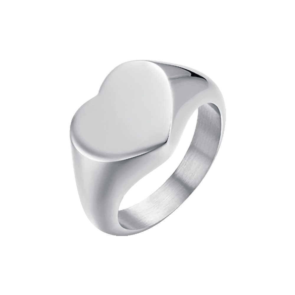 ANELLO DONNA SIGILLO IN ACCIAIO CON CUORE