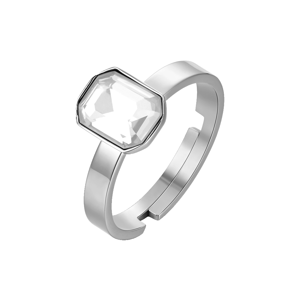 ANELLO DONNA IN ACCIAIO CON CRISTALLO BIANCO