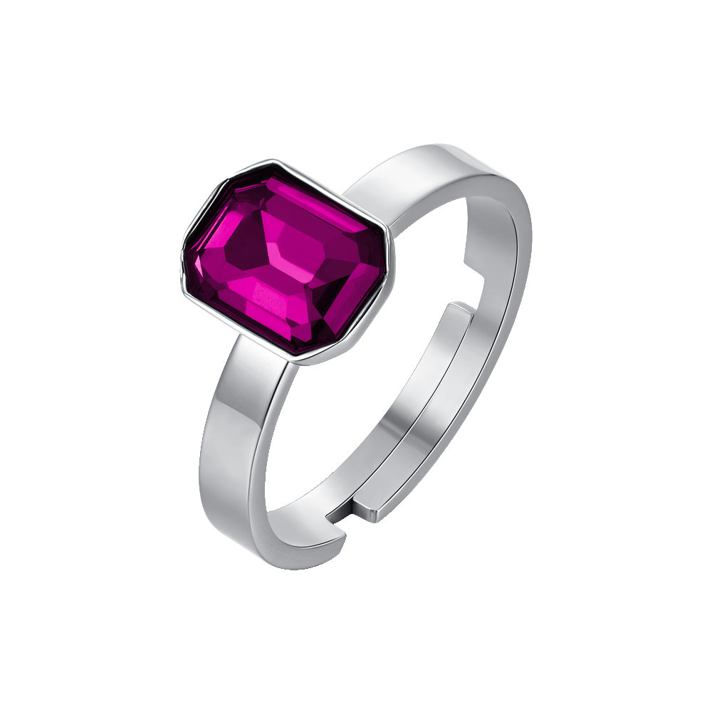 ANELLO DONNA IN ACCIAIO CON CRISTALLI FUCSIA