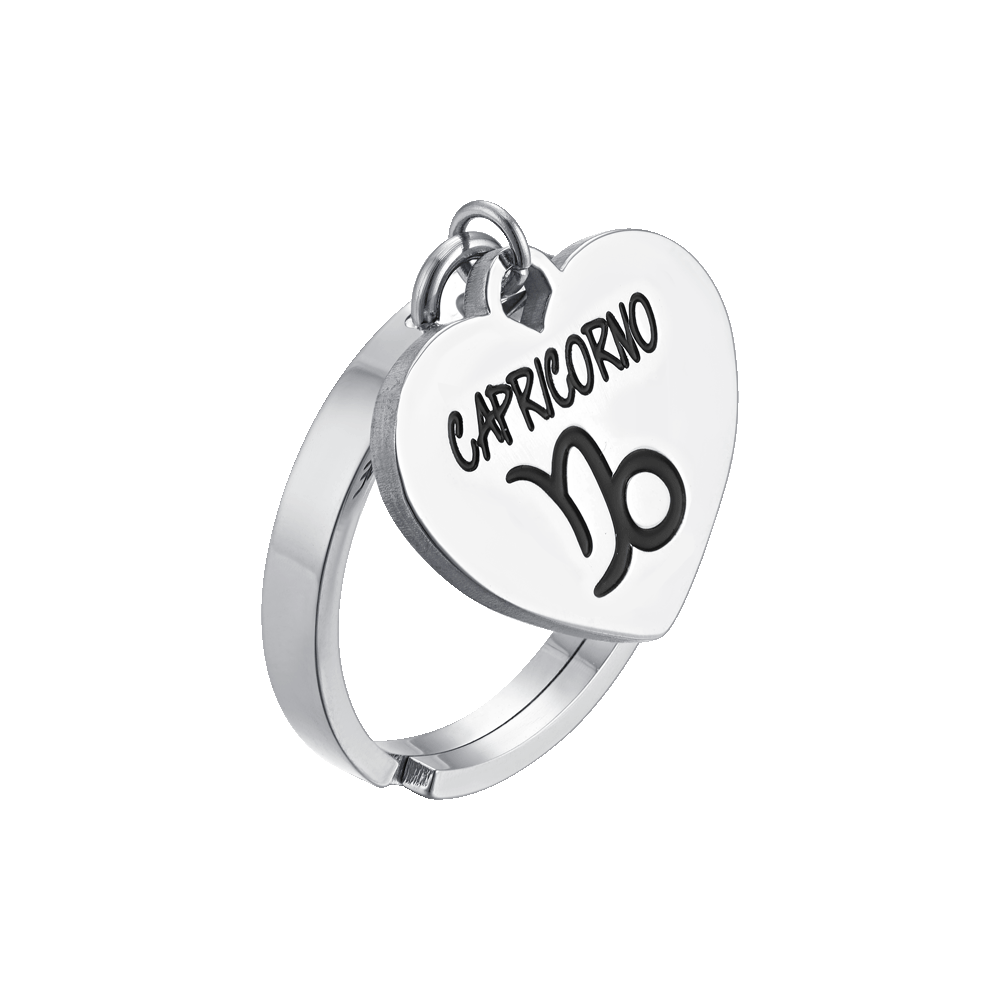 ANELLO DONNA IN ACCIAIO SEGNO ZODIACALE CAPRICORNO CON CUORE