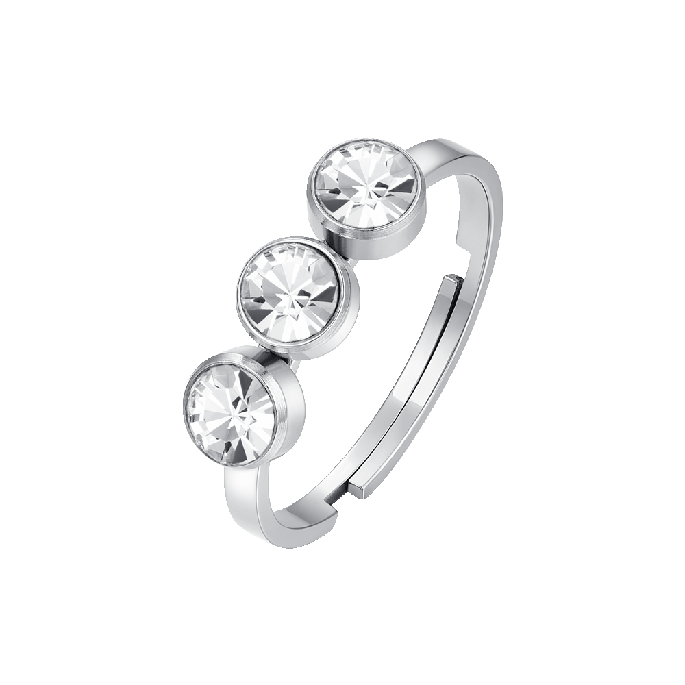 ANELLO DONNA IN ACCIAIO CON CRISTALLI BIANCHI