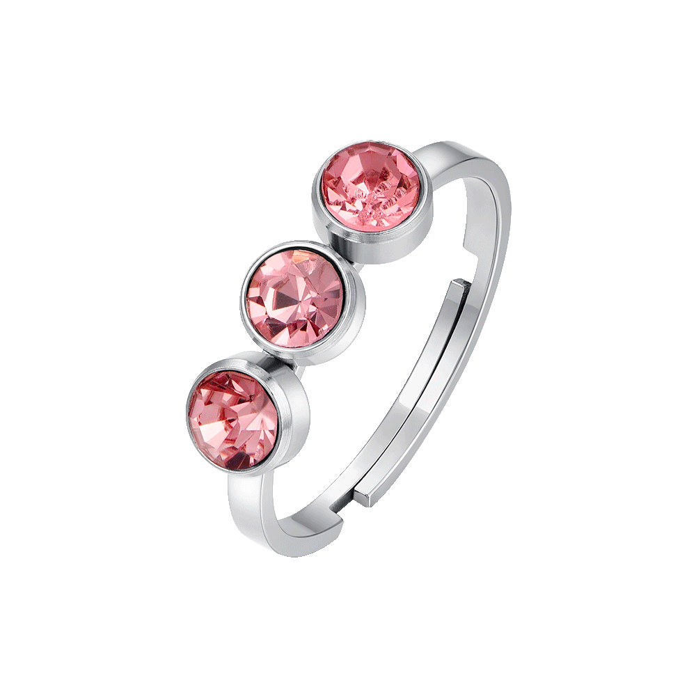 ANELLO DONNA IN ACCIAIO CON CRISTALLI ROSA
