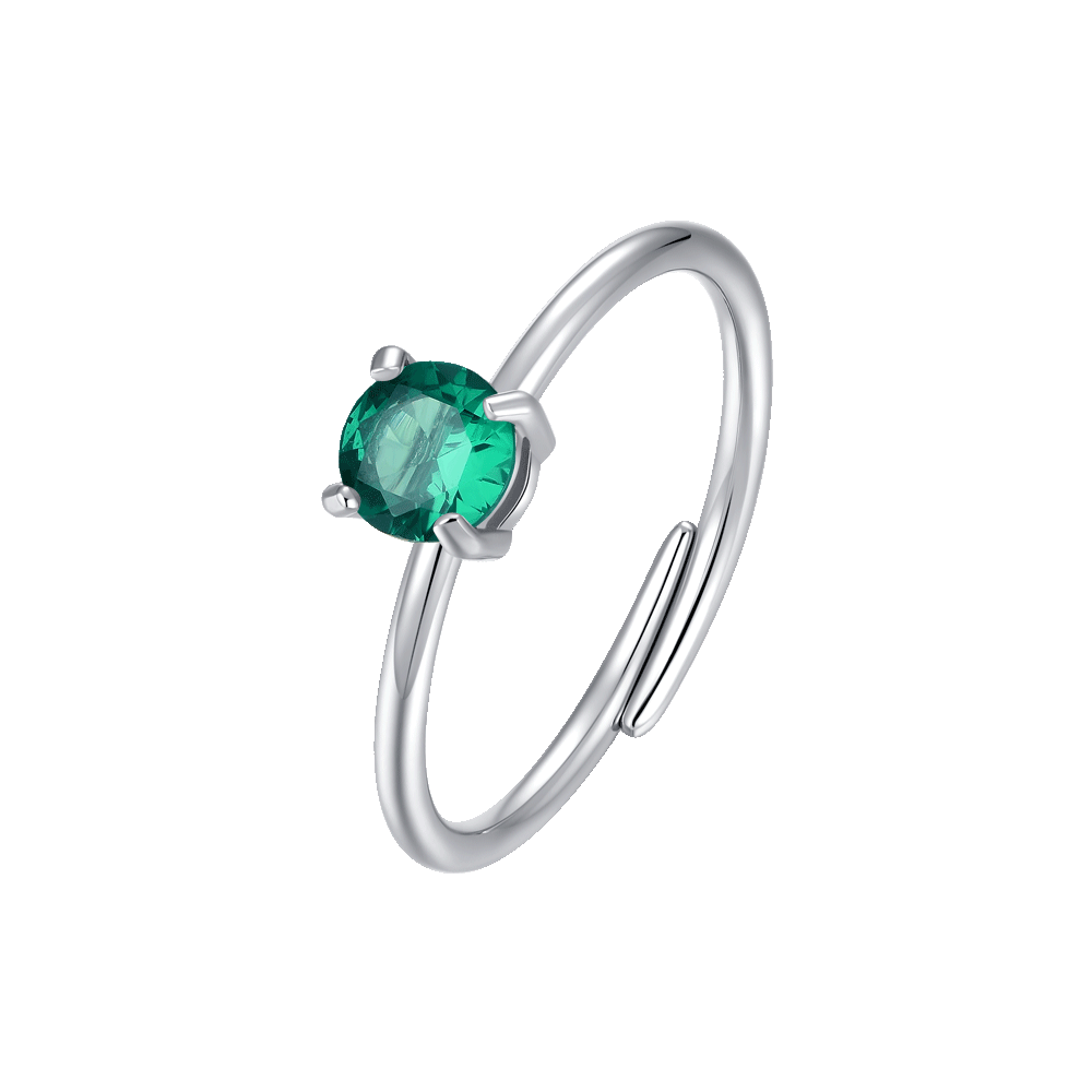 ANELLO DONNA IN ACCIAIO ZIRCONE VERDE