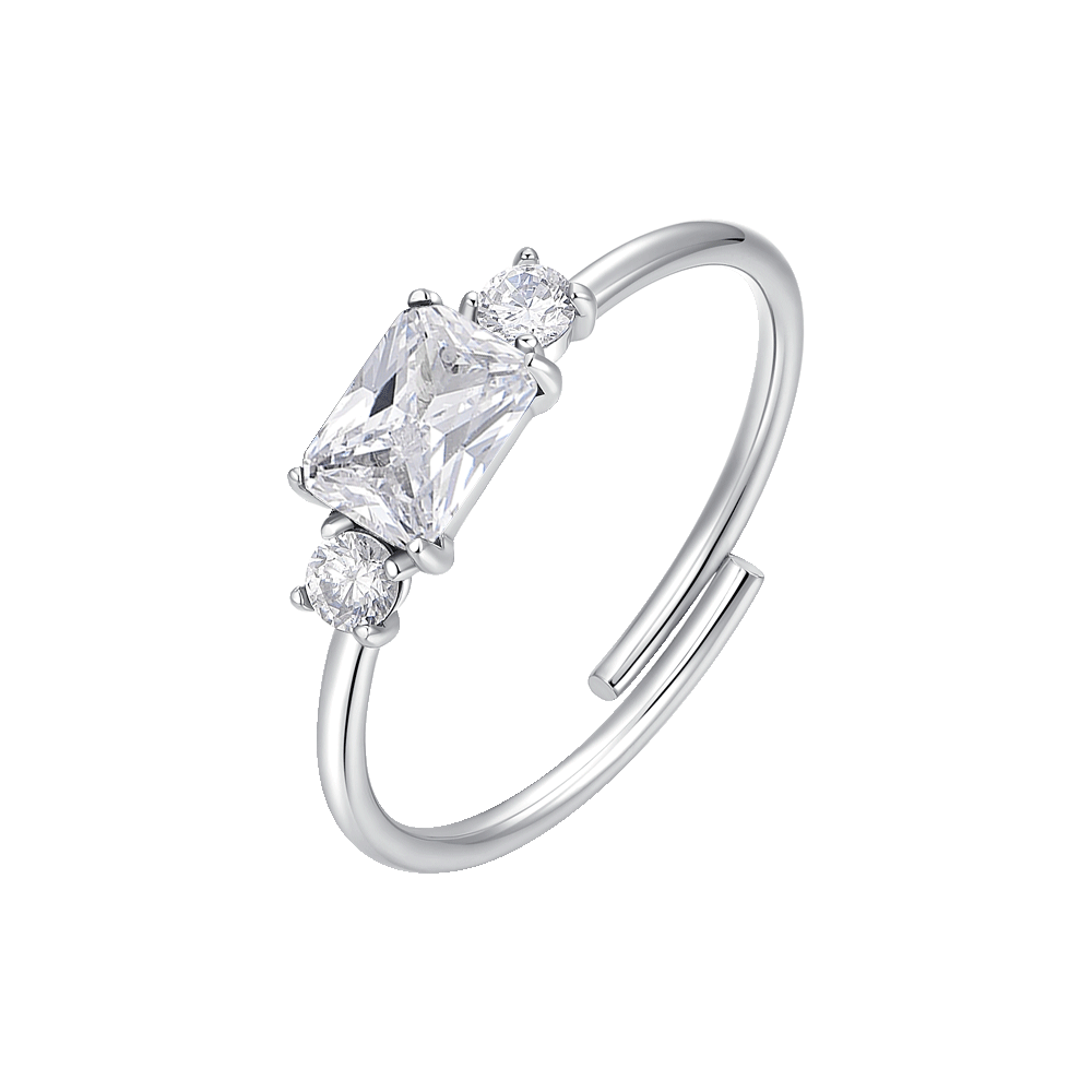 ANELLO DONNA IN ACCIAIO CON ZIRCONI BIANCHI