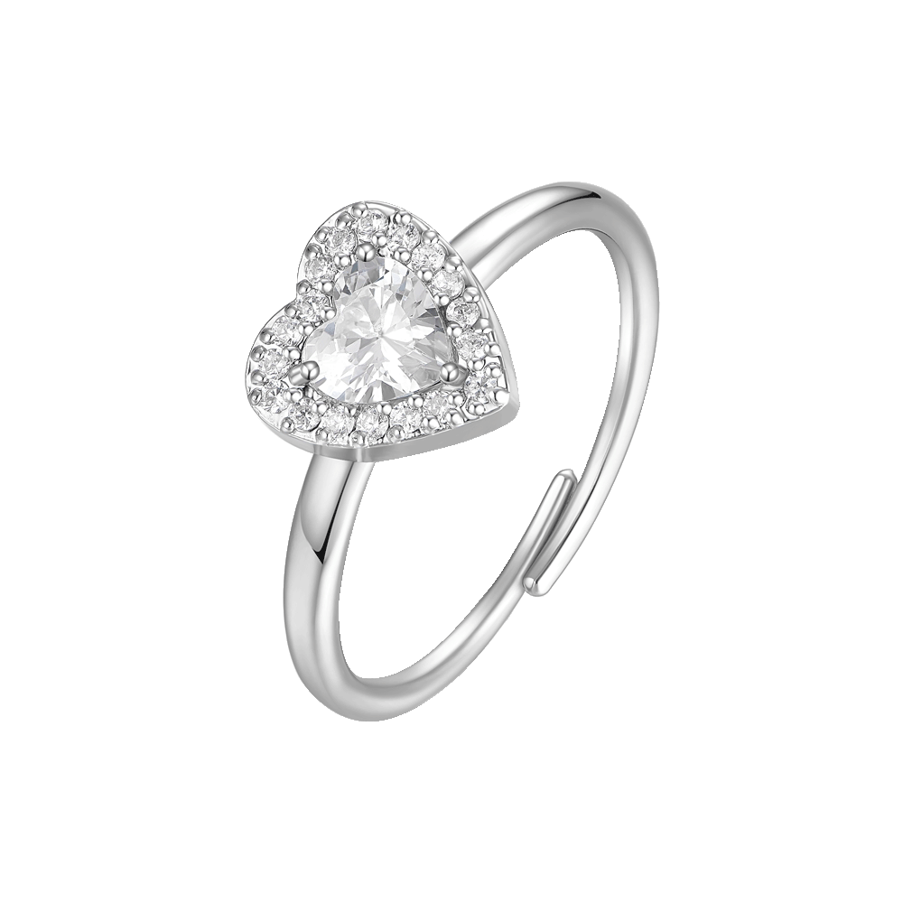 ANELLO DONNA IN ACCIAIO CON CUORE CON ZIRCONI BIANCHI