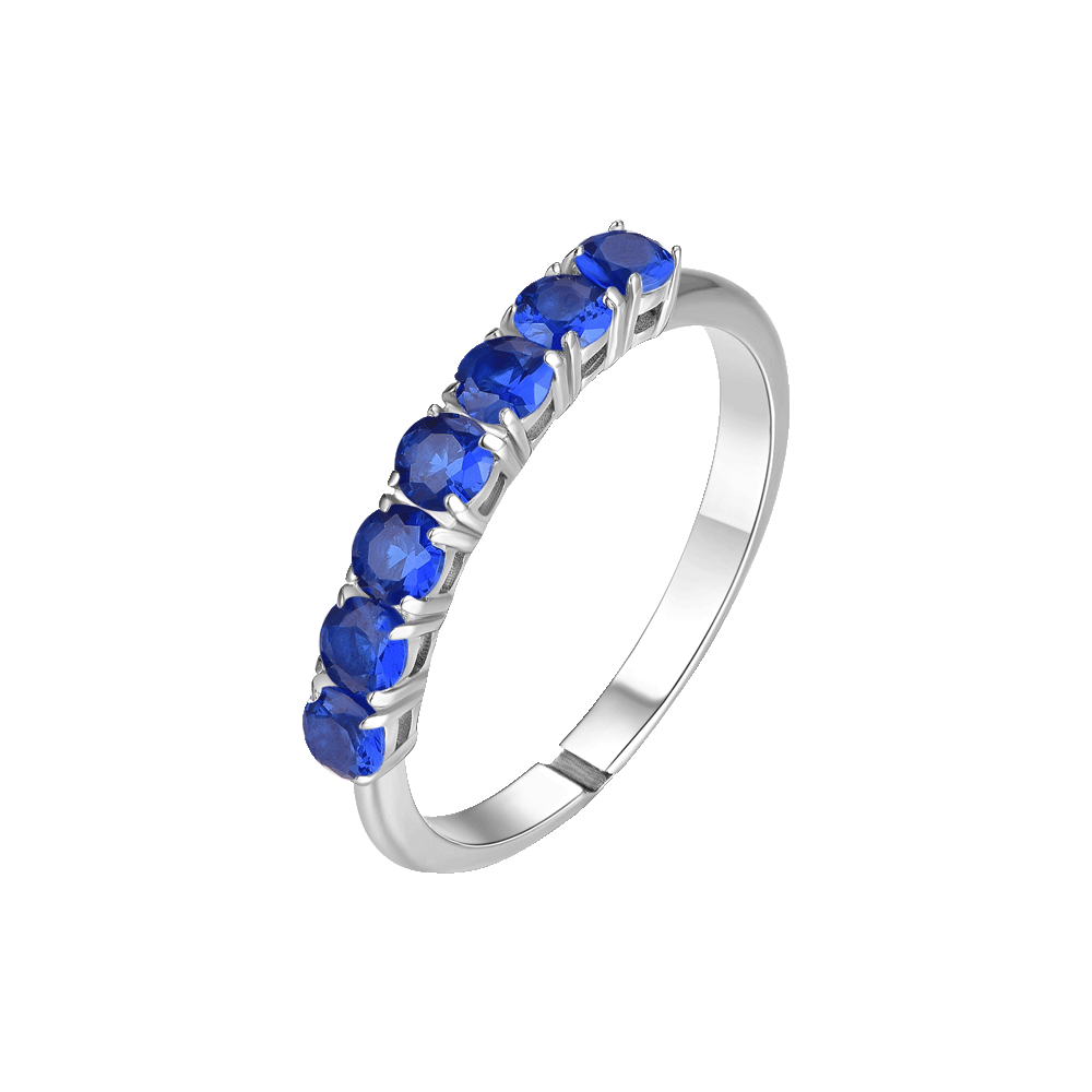 ANELLO DONNA IN ACCIAIO CON ZIRCONI BLU MISURA M