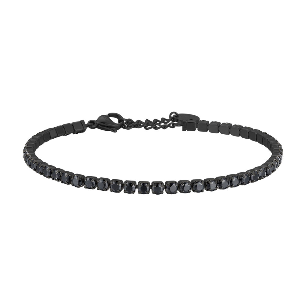 BRACCIALE UOMO IN ACCIAIO IP NERO CON CRISTALLI NERI