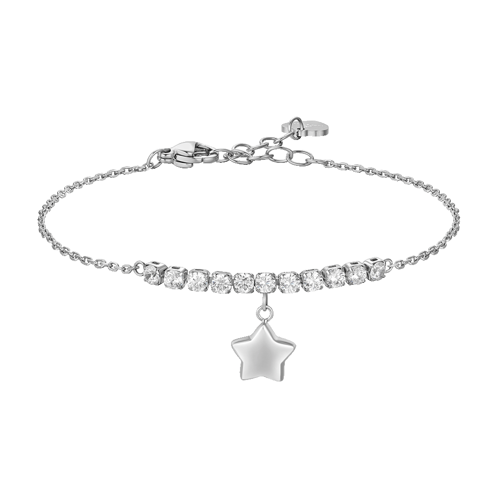 BRACCIALE DONNA IN ACCIAIO CON STELLA E ZIRCONI BIANCHI
