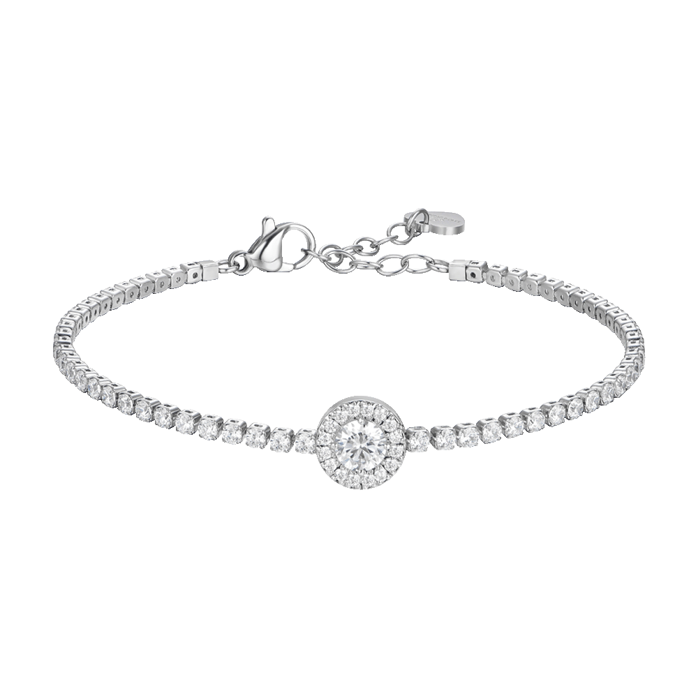 BRACCIALE TENNIS DONNA IN ACCIAIO CON ELEMENTO CON ZIRCONI BIANCHI