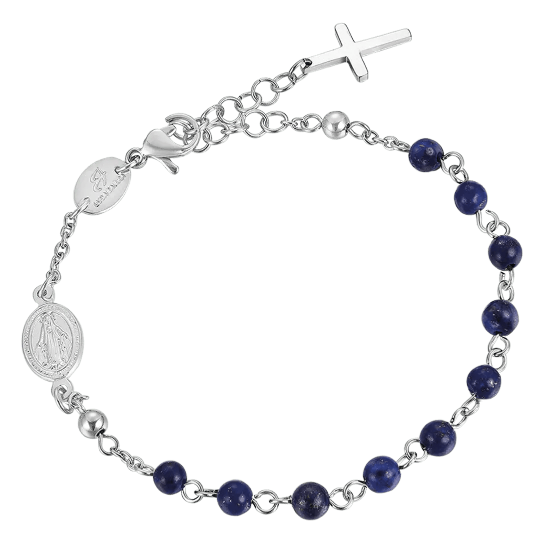 BRACCIALE UOMO ROSARIO IN ACCIAIO CON PIETRE LAPIS