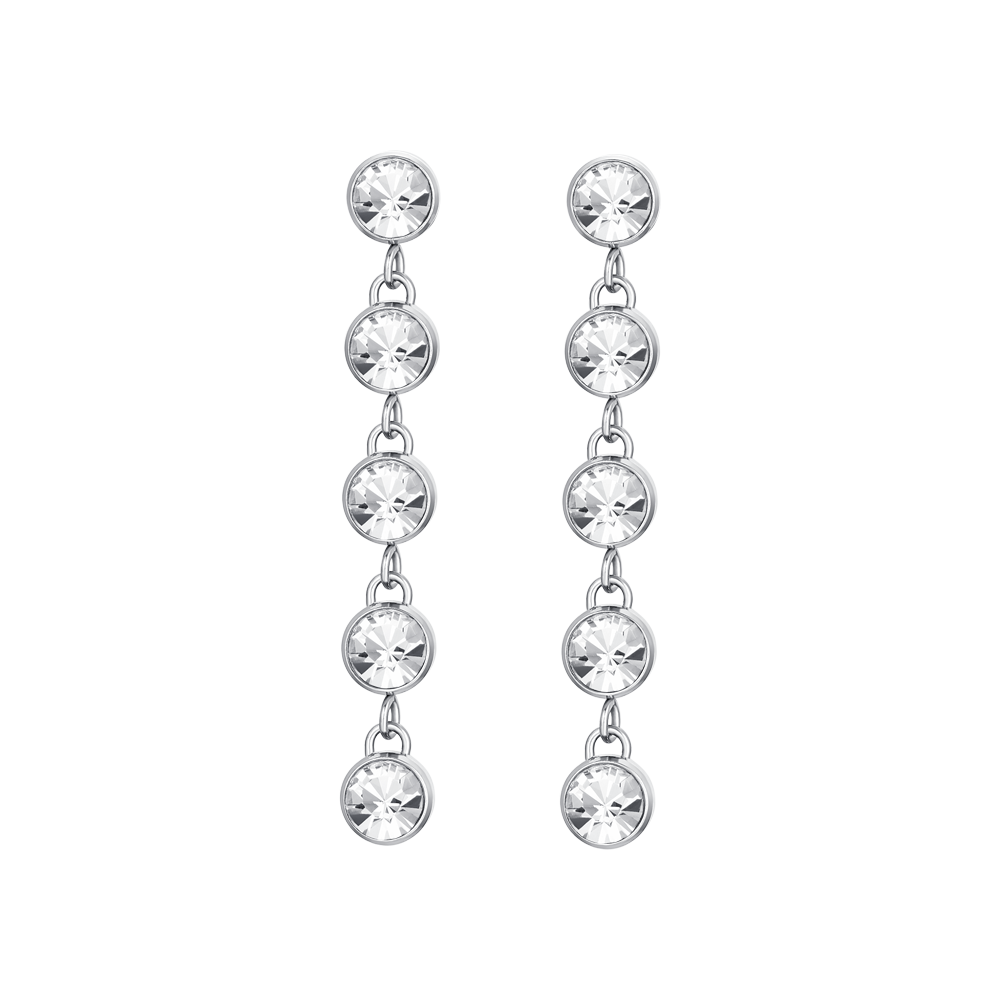 ORECCHINI DONNA IN ACCIAIO CRISTALLI BIANCHI