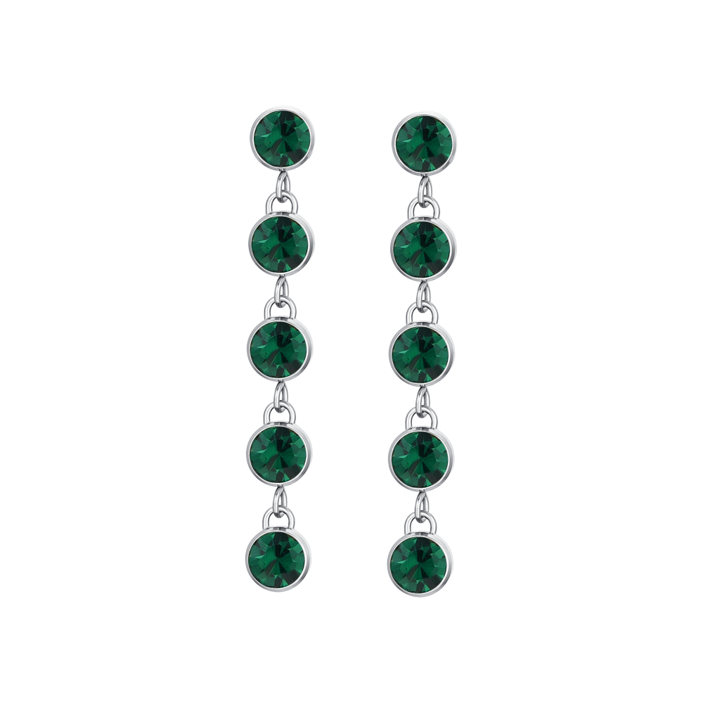 ORECCHINI DONNA IN ACCIAIO CRISTALLI VERDE