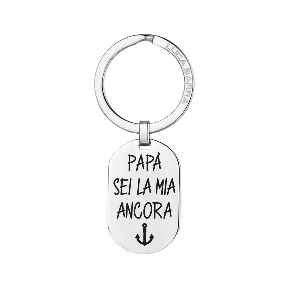 PORTACHIAVI UOMO IN ACCIAIO PAPA' SEI LA MIA ANCORA
