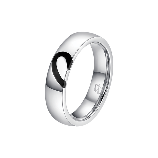 FEDINA DONNA E UOMO IN ACCIAIO CON MEZZO CUORE CON SMALTO NERO