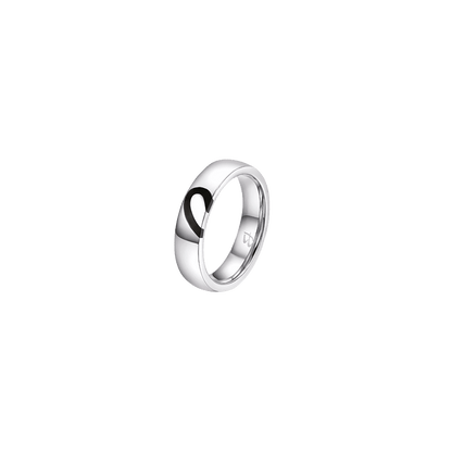 FEDINA DONNA E UOMO IN ACCIAIO CON MEZZO CUORE CON SMALTO NERO