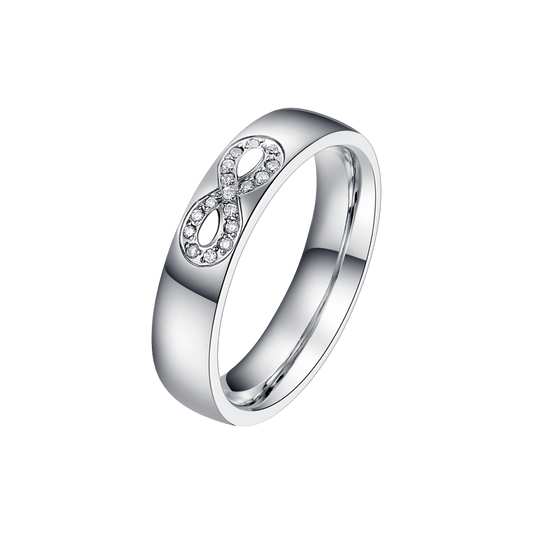 FEDINA DONNA E UOMO IN ACCIAIO CON INFINITO CON CRISTALLI BIANCHI