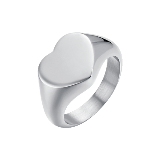 ANELLO DONNA SIGILLO IN ACCIAIO CON CUORE
