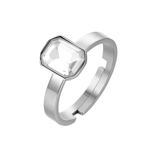 ANELLO DONNA IN ACCIAIO CON CRISTALLO BIANCO