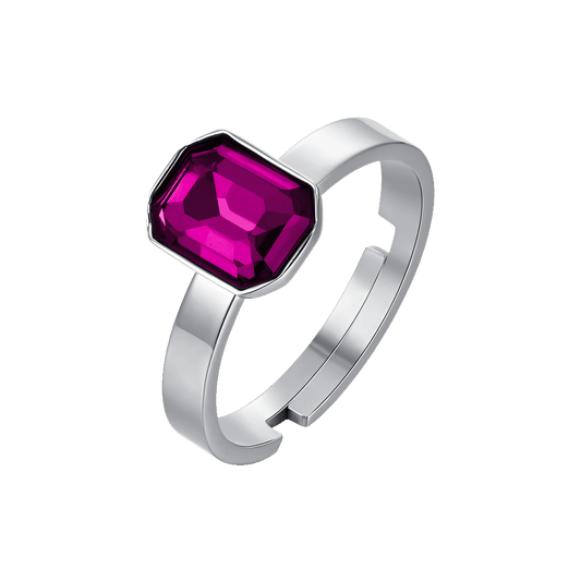 ANELLO DONNA IN ACCIAIO CON CRISTALLI FUCSIA