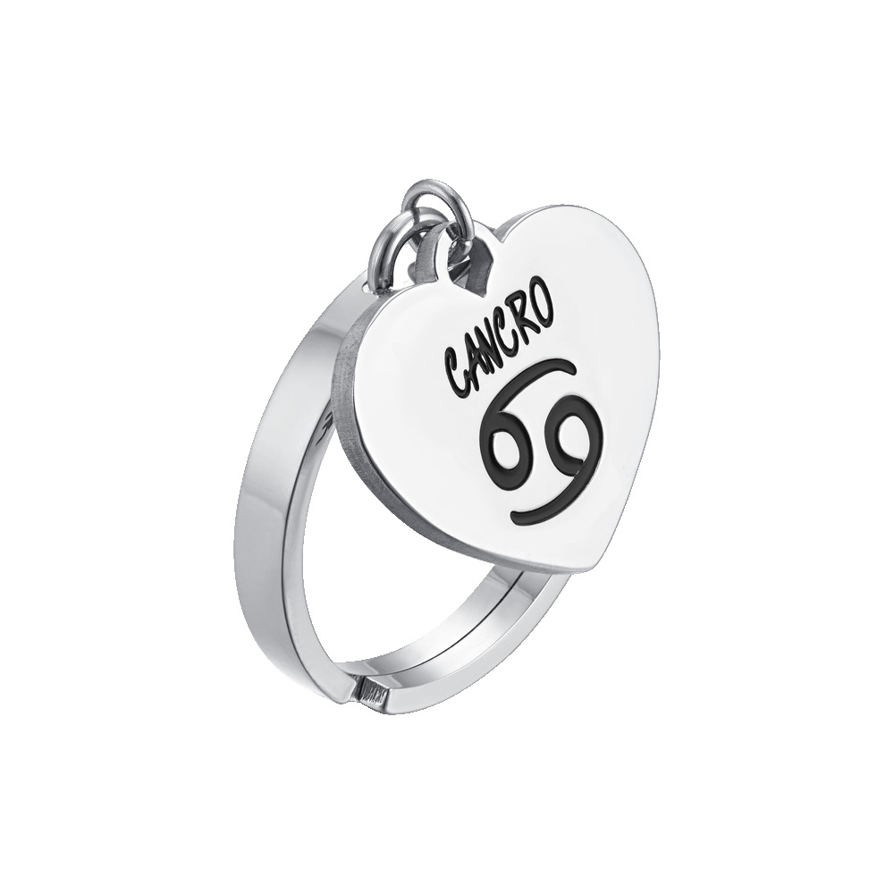 ANELLO DONNA IN ACCIAIO SEGNO ZODIACALE CANCRO CON CUORE