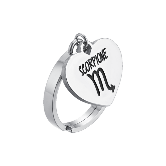 ANELLO DONNA IN ACCIAIO SEGNO ZODIACALE SCORPIONE CON CUORE