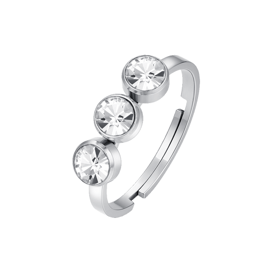 ANELLO DONNA IN ACCIAIO CON CRISTALLI BIANCHI