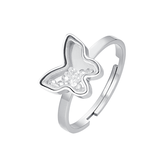 ANELLO DONNA IN ACCIAIO CON FARFALLA E ZIRCONI