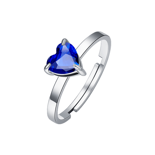 ANELLO DONNA IN ACCIAIO CON CUORE CRISTALLO BLU