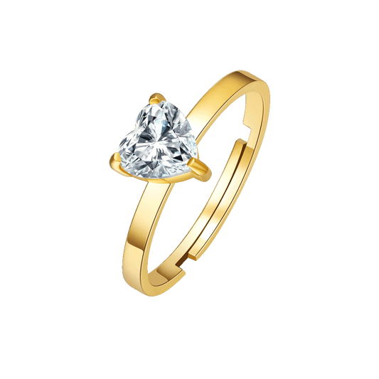 ANELLO DONNA IN ACCIAIO IP GOLD CON CUORE CRISTALLO BIANCO