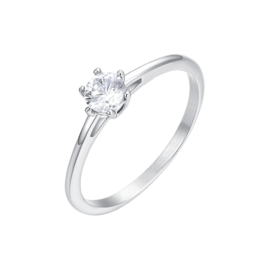 ANELLO DONNA IN ACCIAIO CON CRISTALLO BIANCO - TAGLIA 12