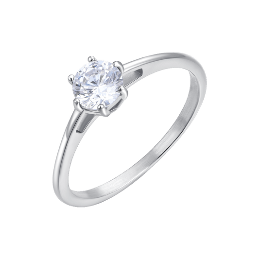 ANELLO DONNA IN ACCIAIO CON CRISTALLO BIANCO - TAGLIA 16