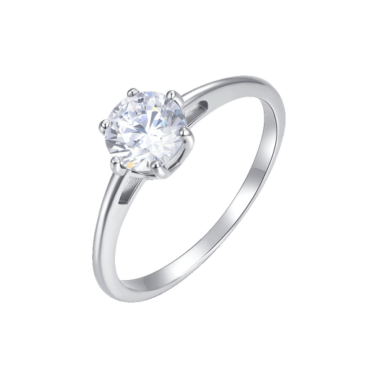 ANELLO DONNA IN ACCIAIO CON CRISTALLO BIANCO - TAGLIA 14