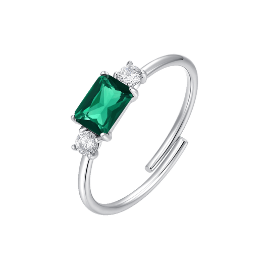 ANELLO DONNA IN ACCIAIO CON ZIRCONI VERDE E BIANCHI