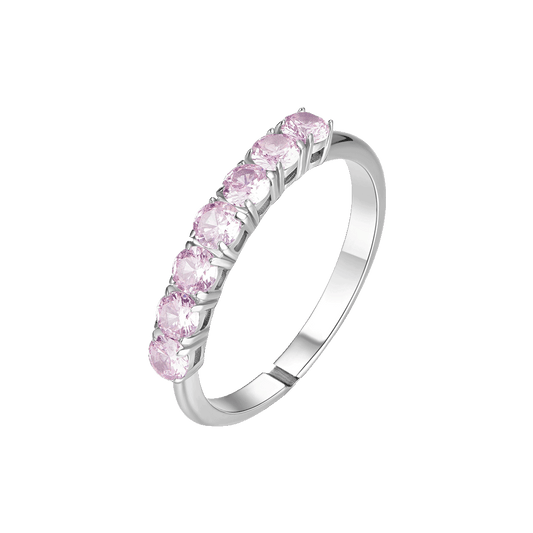 ANELLO DONNA IN ACCIAIO CON ZIRCONI ROSA MISURA M