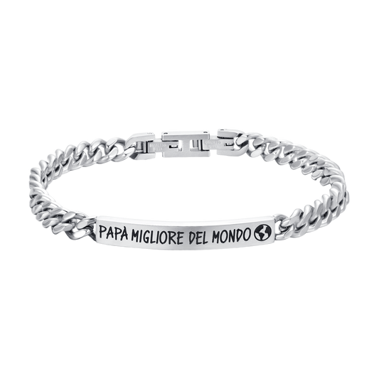BRACCIALE UOMO IN ACCIAIO PAPA' MIGLIORE DEL MONDO