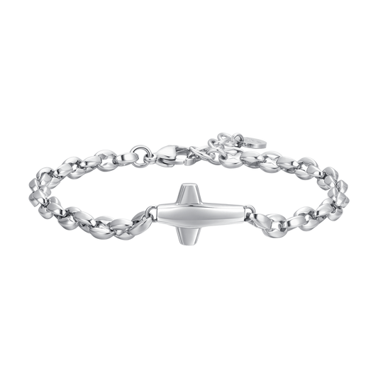 BRACCIALE UOMO IN ACCIAIO CON CROCE