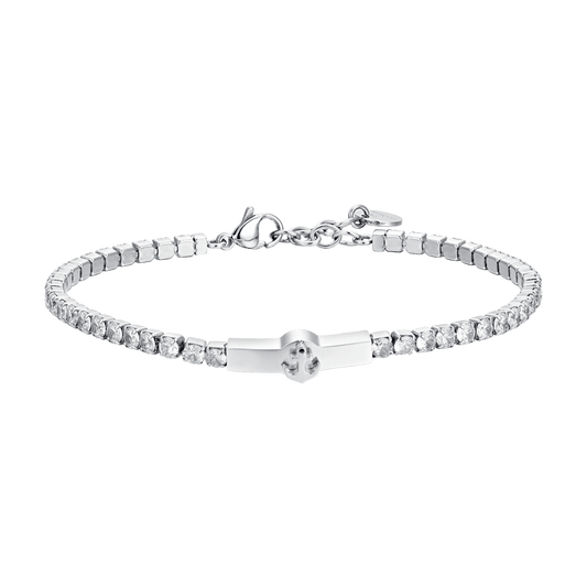BRACCIALE TENNIS UOMO ANCORA E ZIRCONI BIANCHI