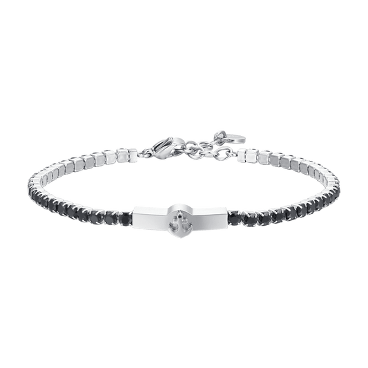 BRACCIALE TENNIS UOMO ANCORA E ZIRCONI NERI