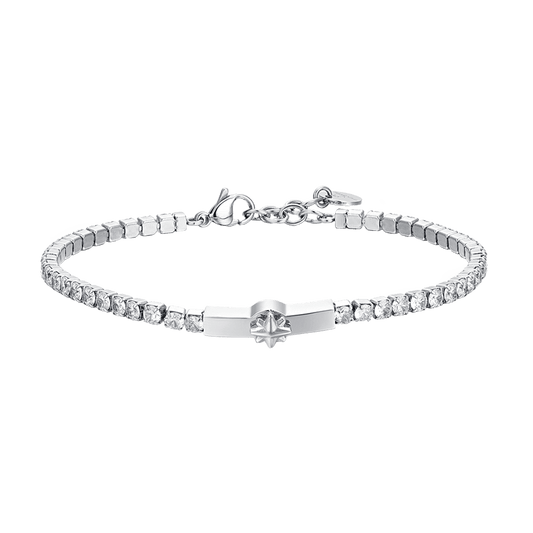 BRACCIALE TENNIS UOMO ROSA DEI VENTI E ZIRCONI BIANCHI