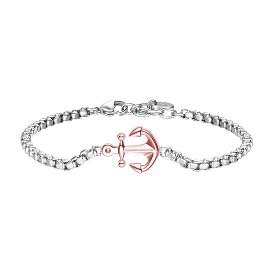 BRACCIALE UOMO IN ACCIAIO IP ROSE CON ANCORA
