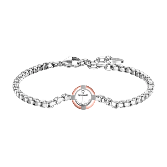 BRACCIALE UOMO IN ACCIAIO ROSA GOLD CON ANCORA