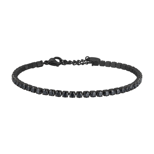 BRACCIALE UOMO IN ACCIAIO IP NERO CON CRISTALLI NERI
