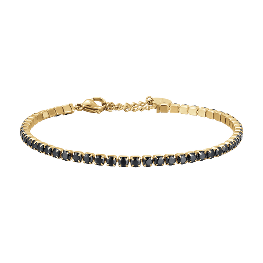 BRACCIALE UOMO IN ACCIAIO IP GOLD CON CRISTALLI NERI