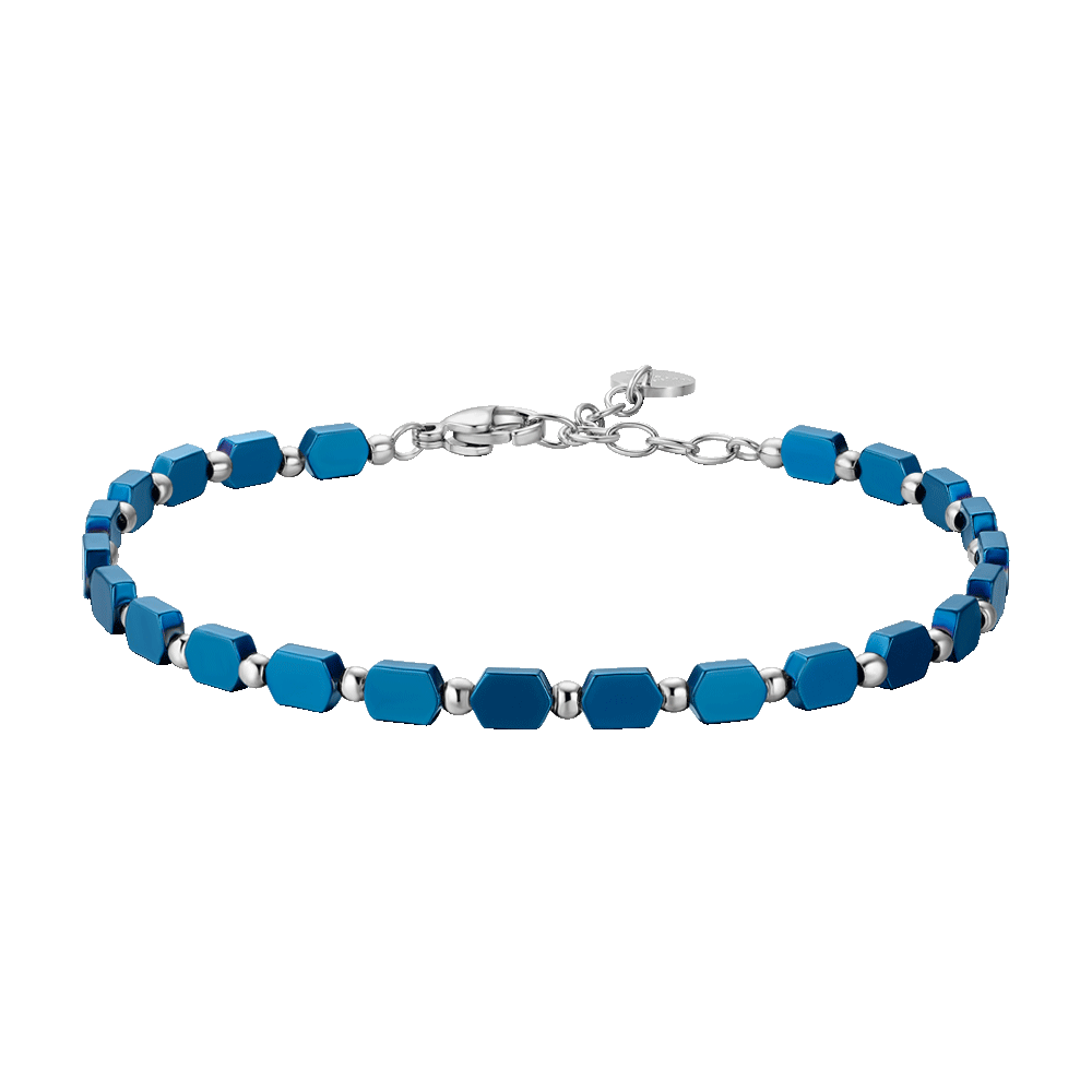 BRACCIALE UOMO IN ACCIAIO CON EMATITE BLU