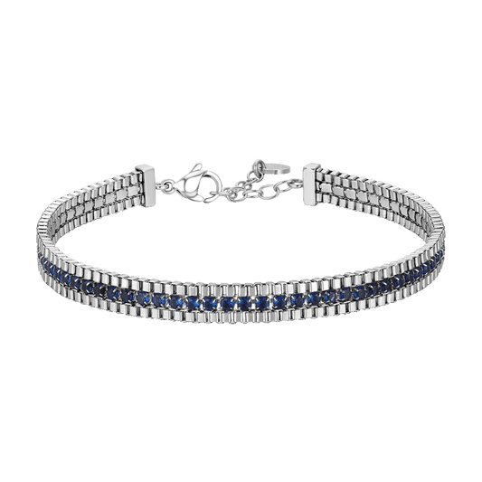 BRACCIALE UOMO IN ACCIAIO E ZIRCONI BLU