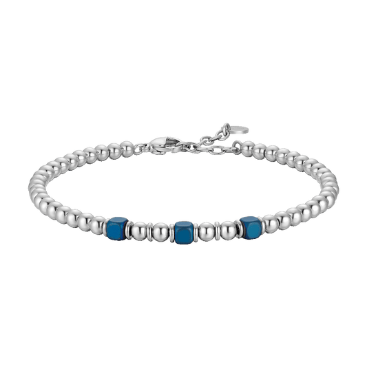 BRACCIALE UOMO IN ACCIAIO CON ELEMENTI IN EMATITE BLU