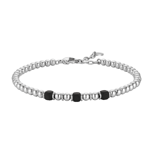 BRACCIALE UOMO IN ACCIAIO CON ELEMENTI IN EMATITE NERA