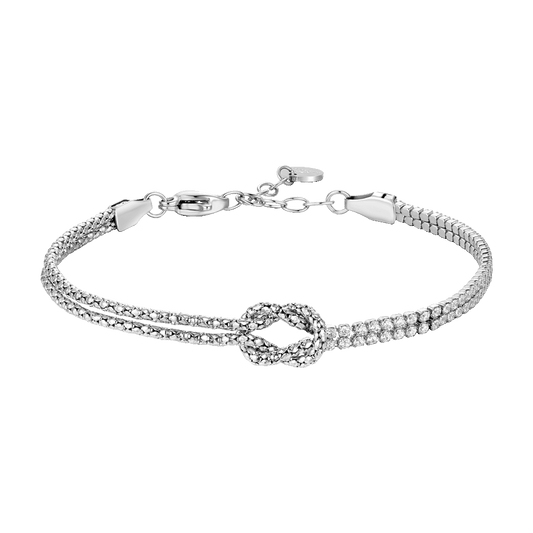 BRACCIALE UOMO IN ACCIAIO CON NODO E ZIRCONI BIANCHI