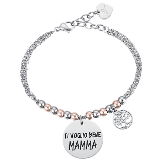 BRACCIALE DA DONNA IN ACCIAIO TI VOGLIO BENE MAMMA